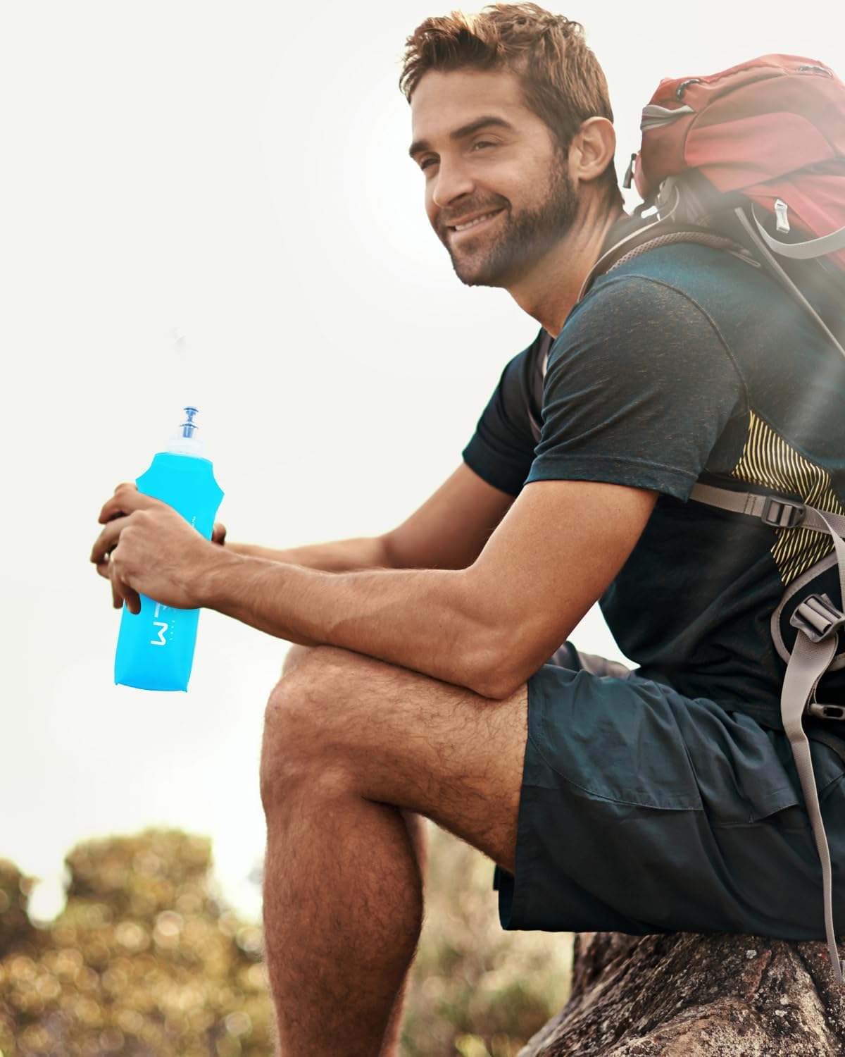 WRELS TPU Soft Flask Lightweight Portable Reusable Water Bottle,BPA Free Collapsible Flask for Hydration Pack in Running Hiking Cycling and Marathon