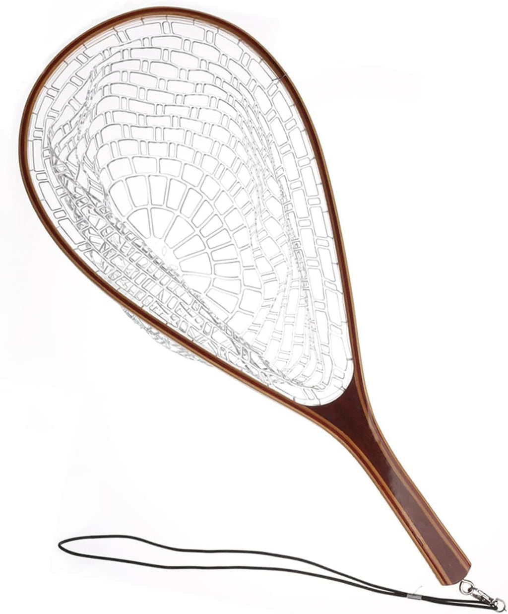 Aventik Fly Fishing Landing Net for Trout Soft Rubber Ghost Mesh Catch and Release Wooden Frame Lightweight and Tangle-Free