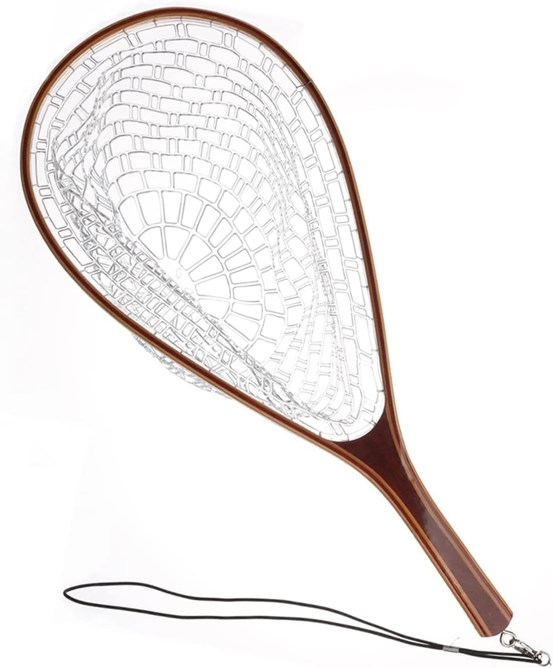 Aventik Fly Fishing Landing Net for Trout Soft Rubber Ghost Mesh Catch and Release Wooden Frame Lightweight and Tangle-Free