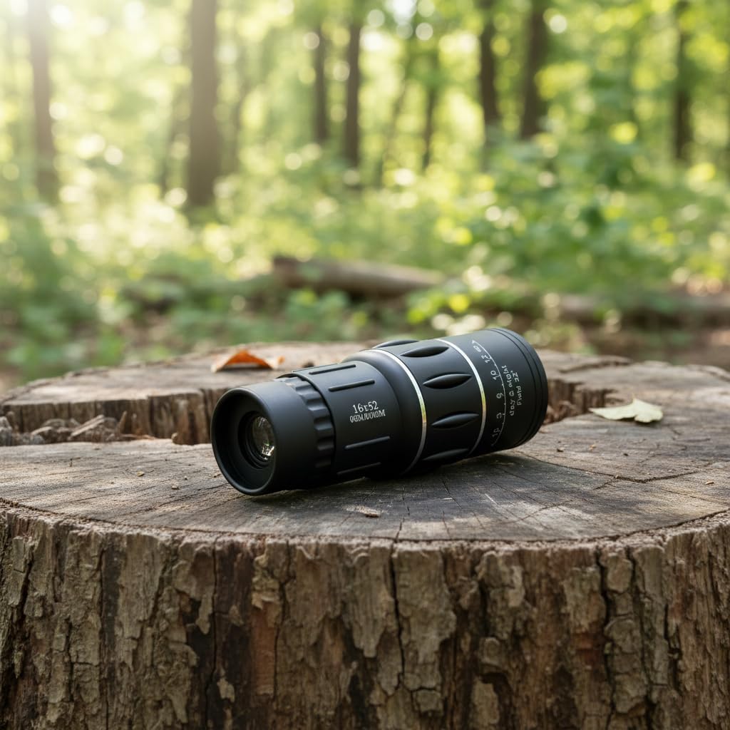 16x52 Monocular Telescope, Portable HD for Outdoor Bird Watching Black