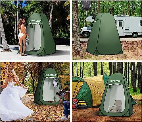 Pop-up Shower Tent & 20L Solar Shower Bag Combo - Waterproof Camping Privacy Shelter with Portable Heated Water Reservoir for Outdoor Bathing, Beach, Hiking (Green, 120x120x190cm)