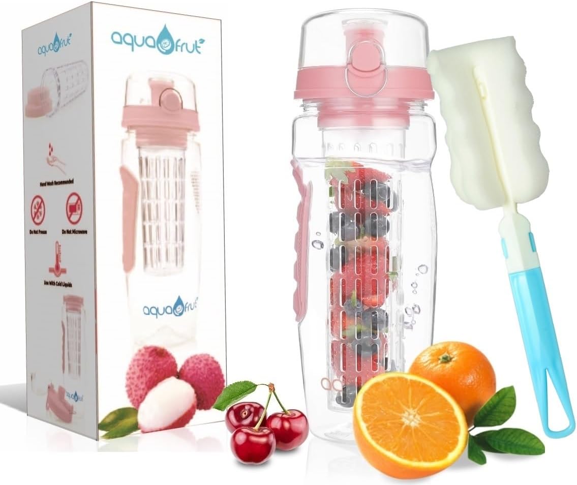 AquaFrut 32 OZ Fruit Infuser Water Bottle, BPA-Free Tritan Infusion Bottle