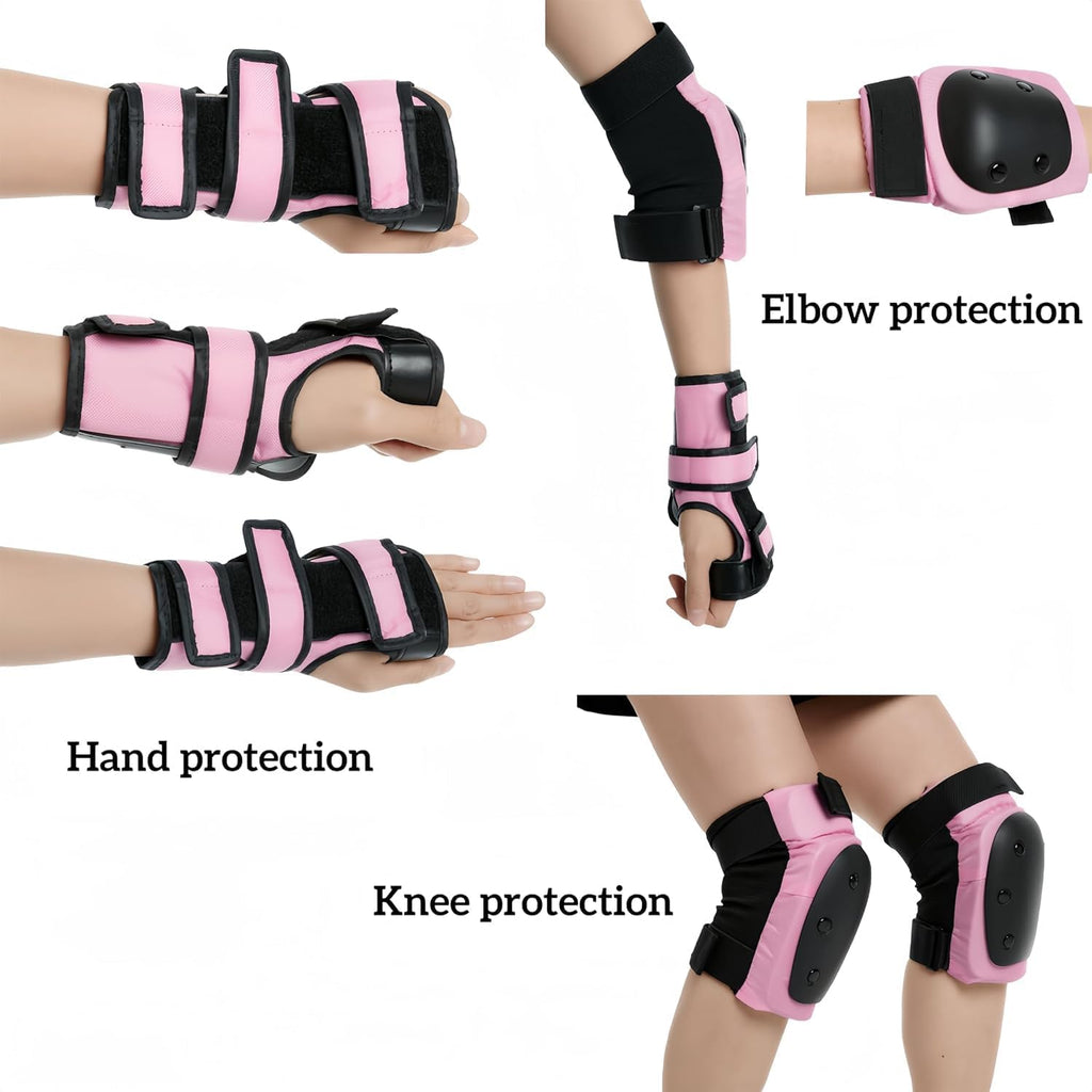 Knee and Elbow Pads Set for Women&Teens, Pink Skateboarding Protective Gear