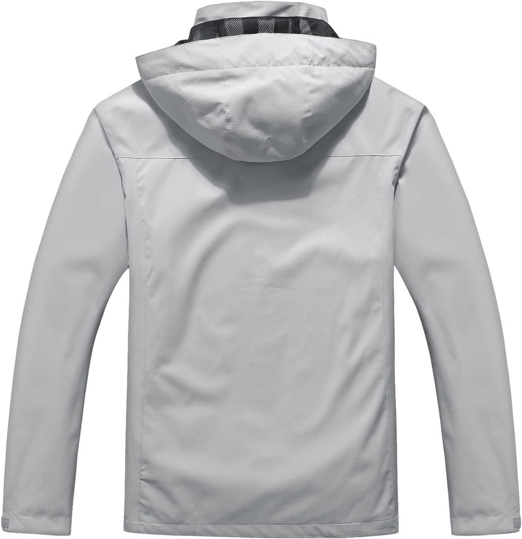 OTU Men's Lightweight Waterproof Hooded Rain Jacket Outdoor Raincoat Shell Jacket for Hiking Travel