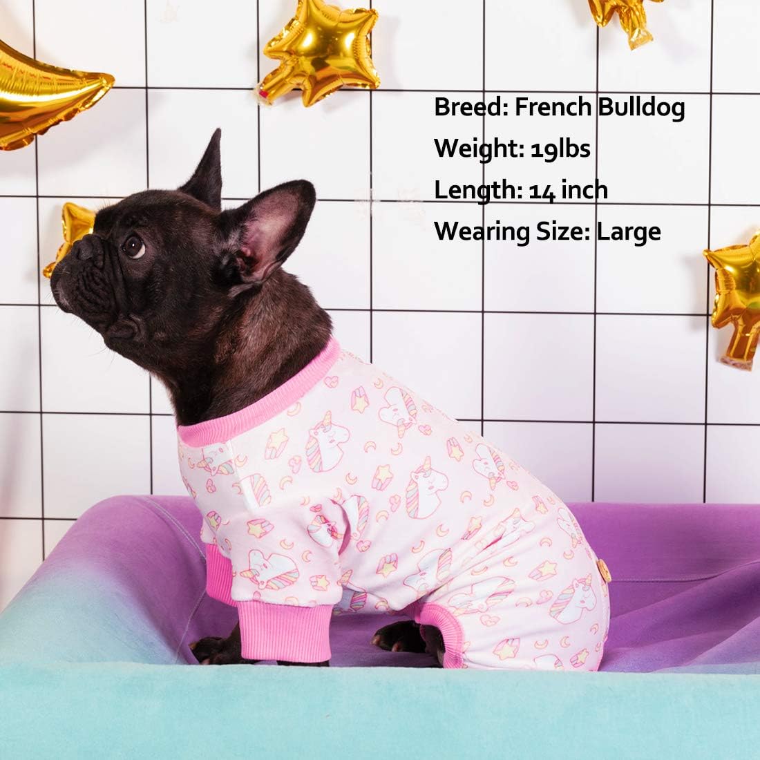 KYEESE Velvet Dog Pajamas for Small Dogs Soft Onesie Shirt, Unicorn Pink