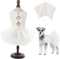 ASENKU Dog Dress, Dog Wedding Dress with Bows, Veil Attachment, White XL