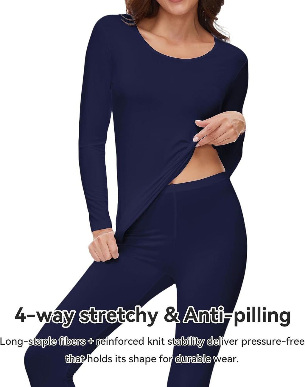 WiWi Soft Underwear for Women Thermal Long Johns Sets Super Warm Base Layer Top Pants Pajamas Set Viscose from Bamboo S-3X
