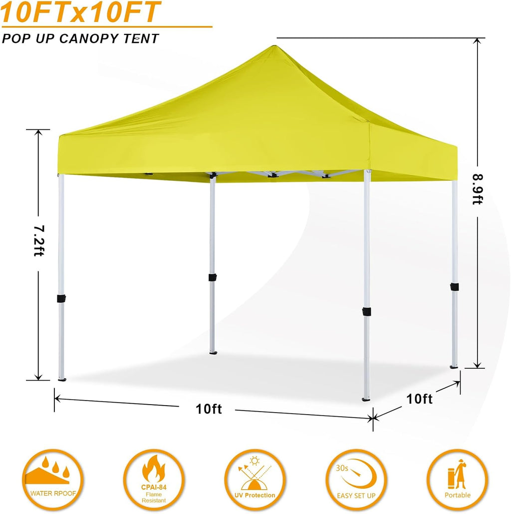 HLong 10x10 Heavy Duty Pop-Up Canopy, Lemon Yellow