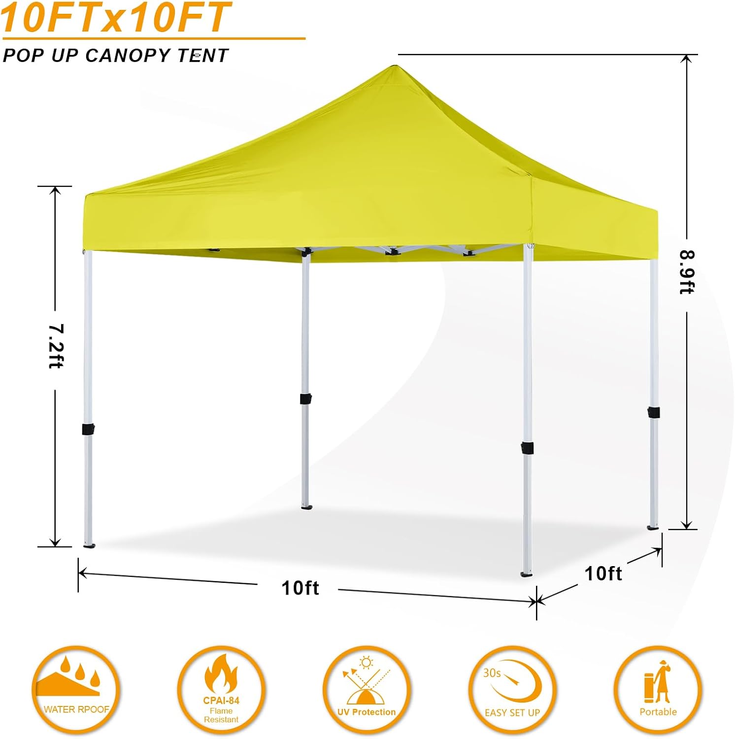 HLong 10x10 Heavy Duty Pop-Up Canopy, Lemon Yellow