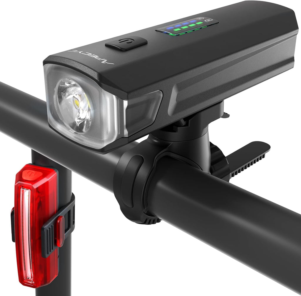 APECYC Bike Lights, Rechargeable Bicycle Light for Night Riding, Bike Front Headlight and Back Taillight with 4+5 Light Modes, Waterproof Bike Light Set for Mountain Road & Commuter Cycling