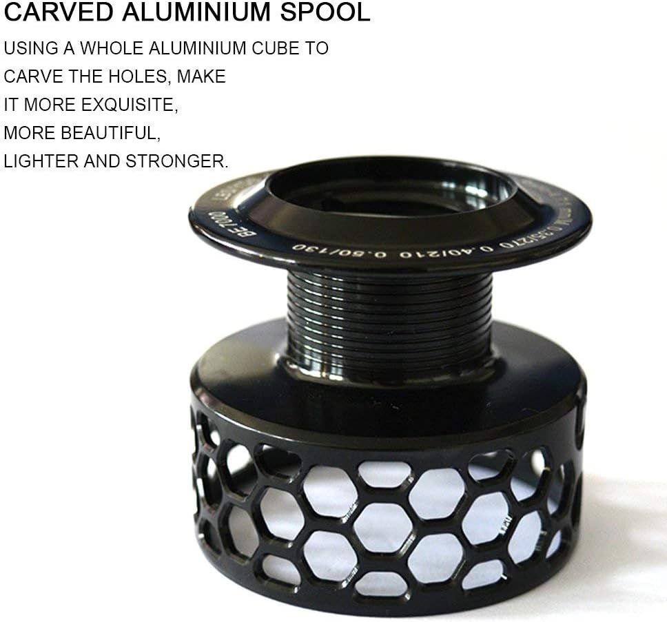 Fishdrops Spinning Fishing Reels 12+1BB Ultra Lightweight Carved Aluminum Spool Reels Affordable Smooth Spinning Reels