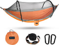 Hammock with Mosquito Net - Lightweight, Portable, 1 Person Hammock - for Camping, Hiking, Backpacking, Travel, a Festival, or The Beach (Orange)