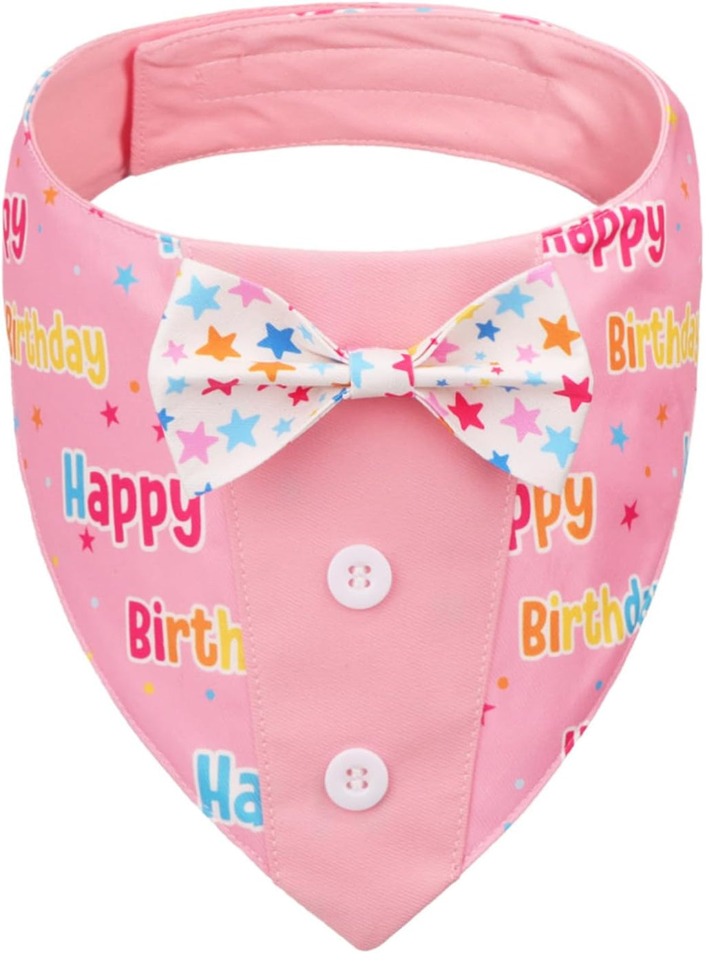 PTDECOR Birthday Dog Tuxedo, Pink Dog Collar Costumes with Bowtie, M