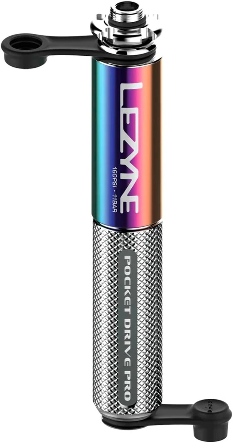 LEZYNE Pocket Drive Pro Mini Bicycle Hand Pump, High Pressure 160 PSI, Presta & Schrader with Valve Core Tool, Alloy Bracket Mount, Grip Textured, Easy to Use Bike Tire Pump