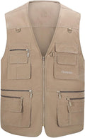 Hbufnha Men's Casual Safari Travel Vest 16 Pockets Outdoor Work Vest Sleeveless Jacket Fishing Hiking Photograph