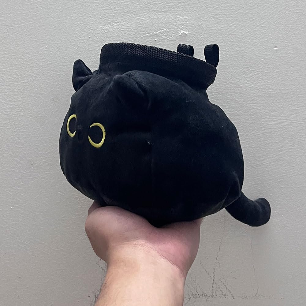 Black Cat Chalk Bag Rock Climbing Chalk Bag Suitable Bouldering Gym Indoor & Outdoor Climbing with Adjustable Belt
