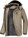 CAMELSPORTS Mens Winter Jacket Waterproof Warm Snow Ski Jackets Faux Fur Fleece Rain Coats with Removable Hood