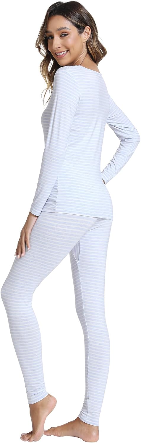 WiWi Soft Underwear for Women Thermal Long Johns Sets Super Warm Base Layer Top Pants Pajamas Set Viscose from Bamboo S-3X