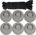 Golden Muhe 6 Pcs Stainless Steel D-Ring PVC Patch & Elastic Bungee Shock Cord for Sup Kayak Paddleboard Inflatable Boat