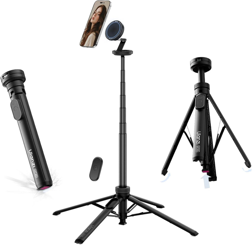 ULANZI MT85 60"Magnetic Phone Tripod for iPhone18Pro Auto Open Selfie Stick