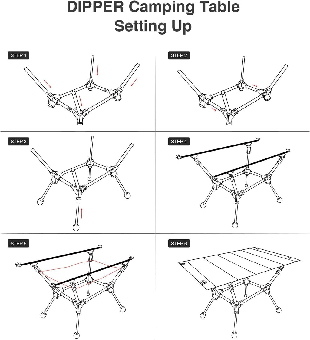ONETIGRIS Dipper Camping Table, Lightweight Portable Folding Table with Mesh Storage Net, High/Low Options, Ideal for Camping, Hiking, Tailgating, Beach, Picnic, Travel, Backyard