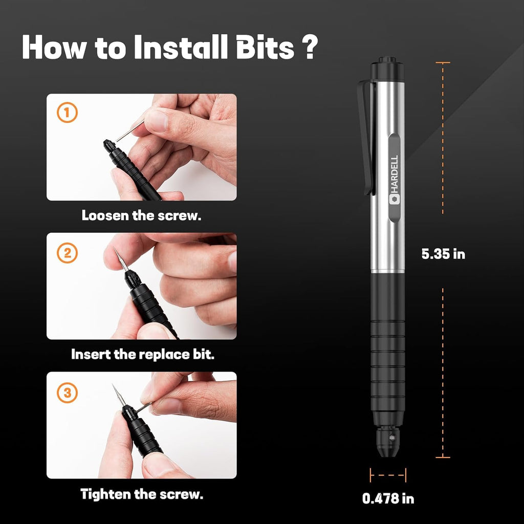 HARDELL Engraving Pen, 37000 RPM Cordless Engraver for Metal Wood Glass DIY
