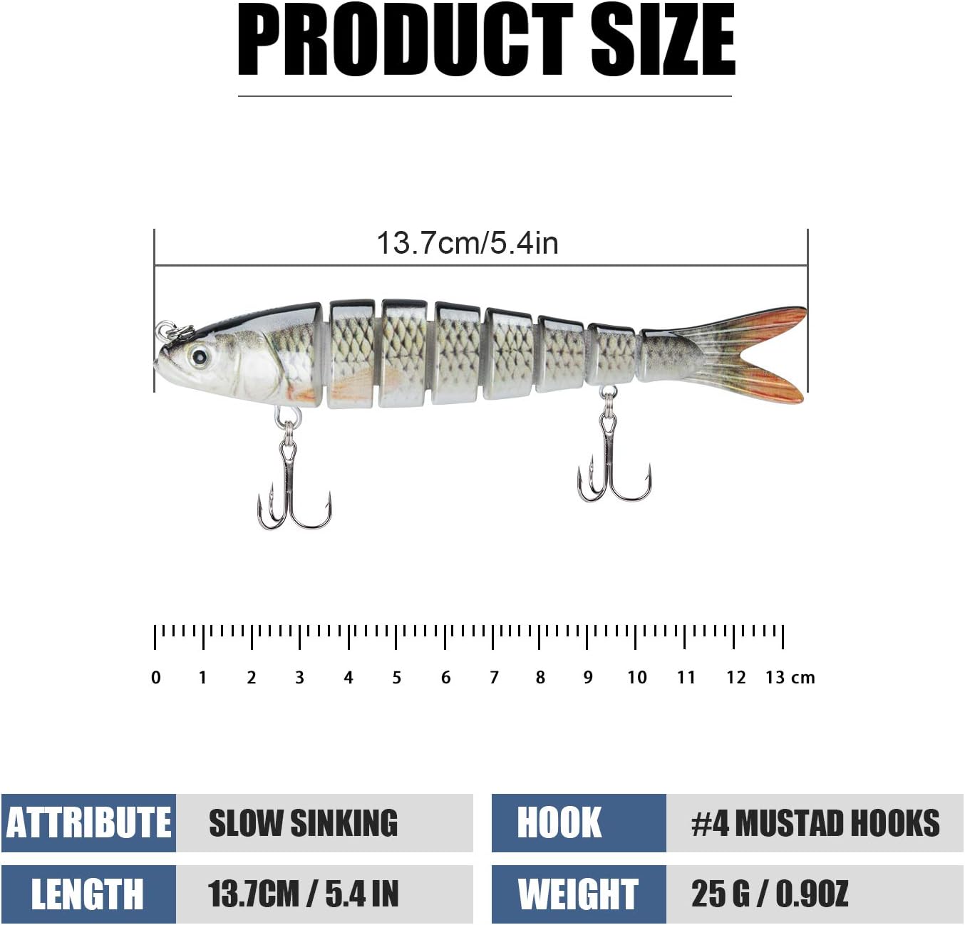TRUSCEND Swimmax Easy Catch Fishing Lures with BKK Hooks, Wiggling, Vibrating, Rattling and Gurgling for More Bite, Heavy-Duty Dyneema Fiber Jointed Swimbaits for Bass, Trout, Walleye, Crappie, Pike