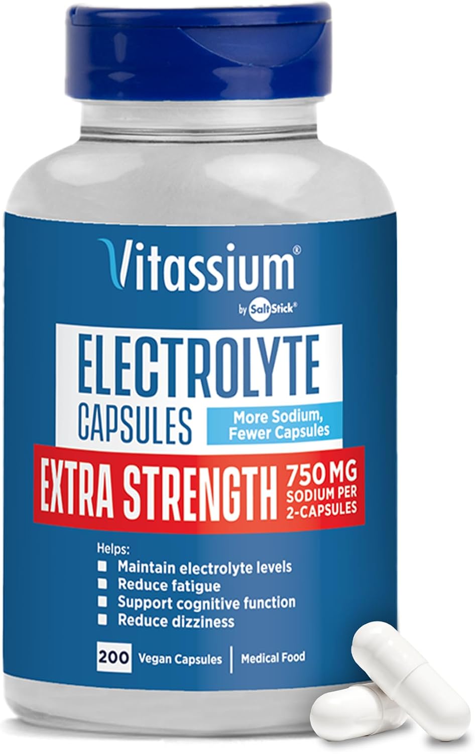 Vitassium Salt Pills Plus Strength For POTS Scientifically Formulated 100ct