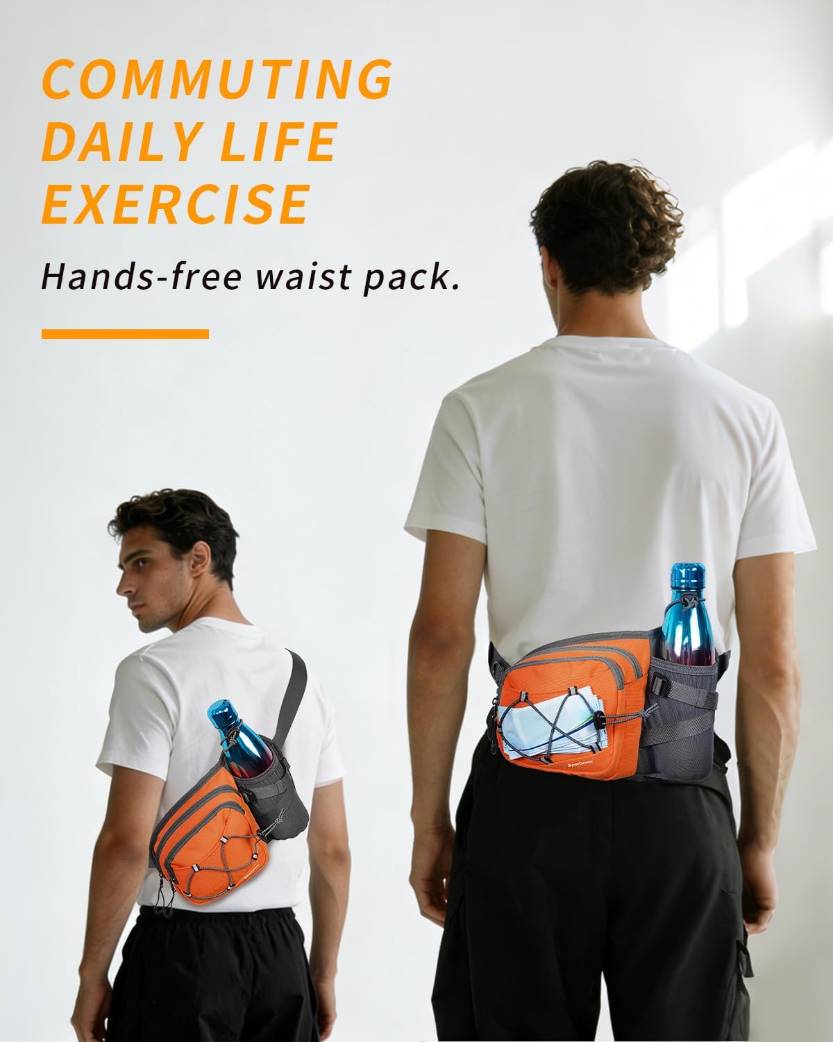 sportsnew Waist Pack with Water Bottle Holder, Fanny Pack for Men Women