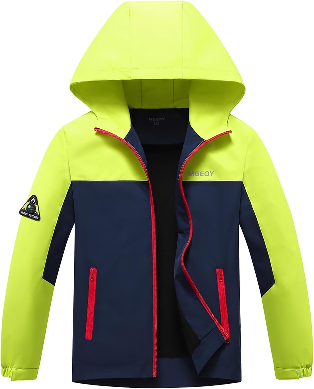 MGEOY Kids Rain Jacket, Waterproof Lightweight Hooded Windbreaker for Boys Girls 4-16Y