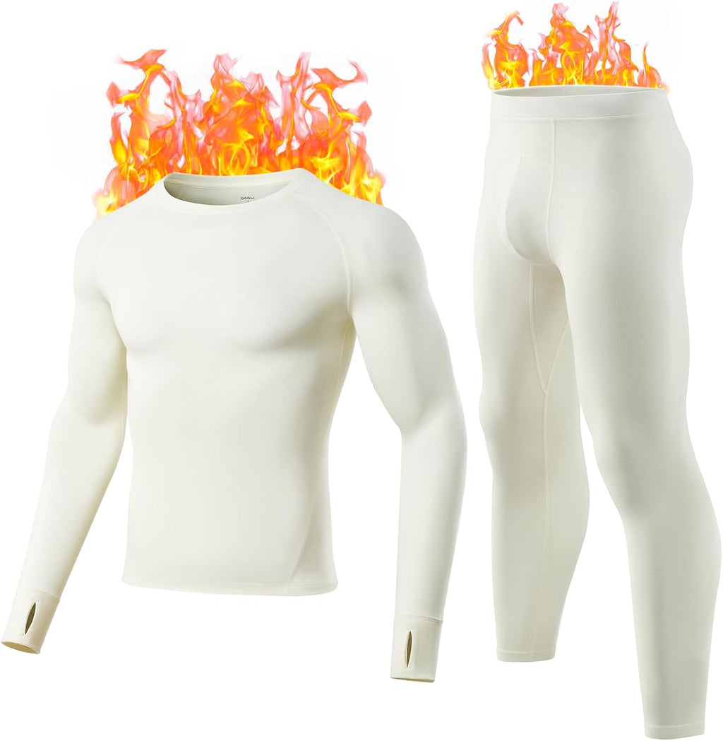 Thermal Underwear for Men - 2 Styles: 185g Lightweight Thin Base Layer & 220g Midweight Micro-Fleece Lined Long Johns