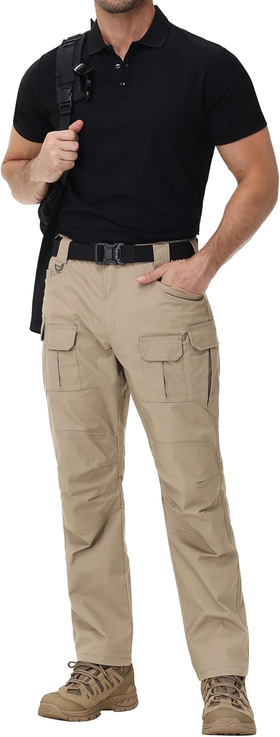 Men's Tactical Pants Water Resistant Stretch Cargo Ripstop Pants Lightweight Breathable Outdoor Work Hiking Pants