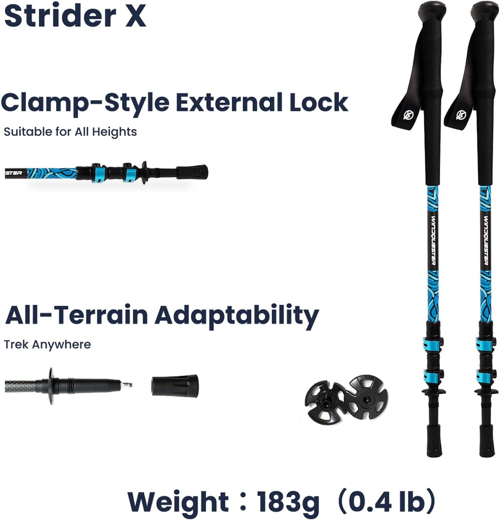 Strider X Carbon Fiber Trekking Poles Adjustable Hiking Poles