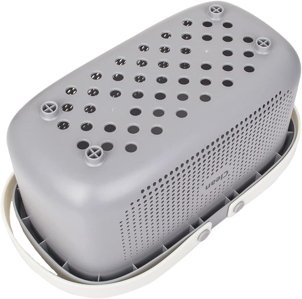 JiatuA Plastic Storage Basket with Handle Portable Shower Caddy Tote Organizer Basket Bin for Bathroom Kitchen Dorm Room Bedroom, Gray
