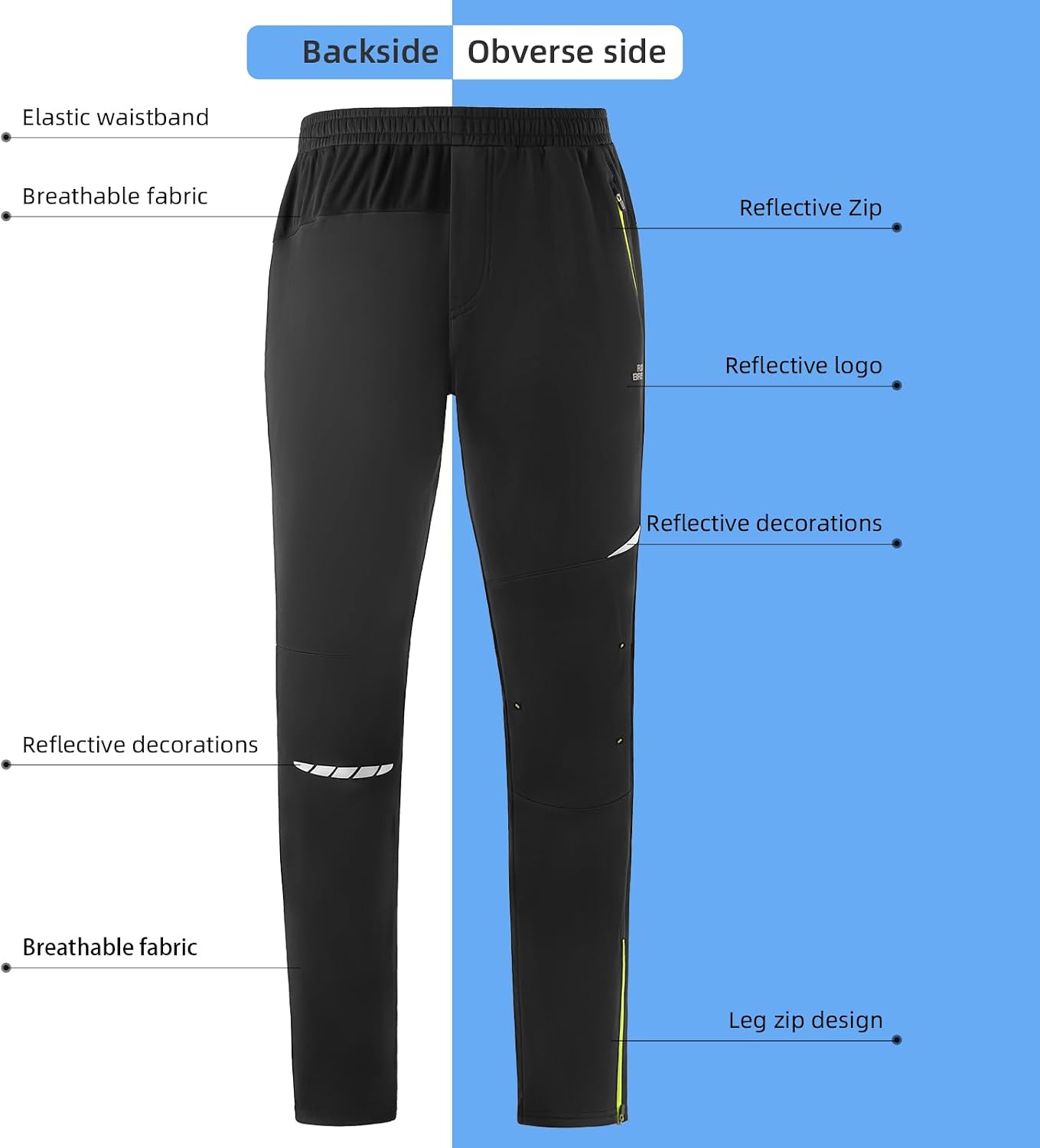 ROCKBROS Men's Thermal Cycling Pants, Fleece Lined Winter Bike Tights