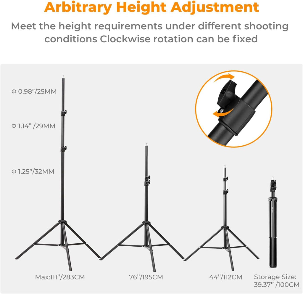 K&F CONCEPT Light Stand for Photography, 9.1ft/2.8M Extendable Tripod