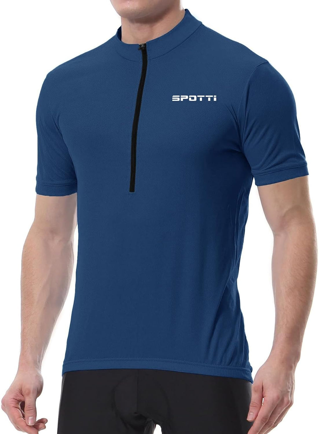 Spotti Men's Cycling Jersey Short Sleeve Half-Zip Bike Shirt, 4 Pockets