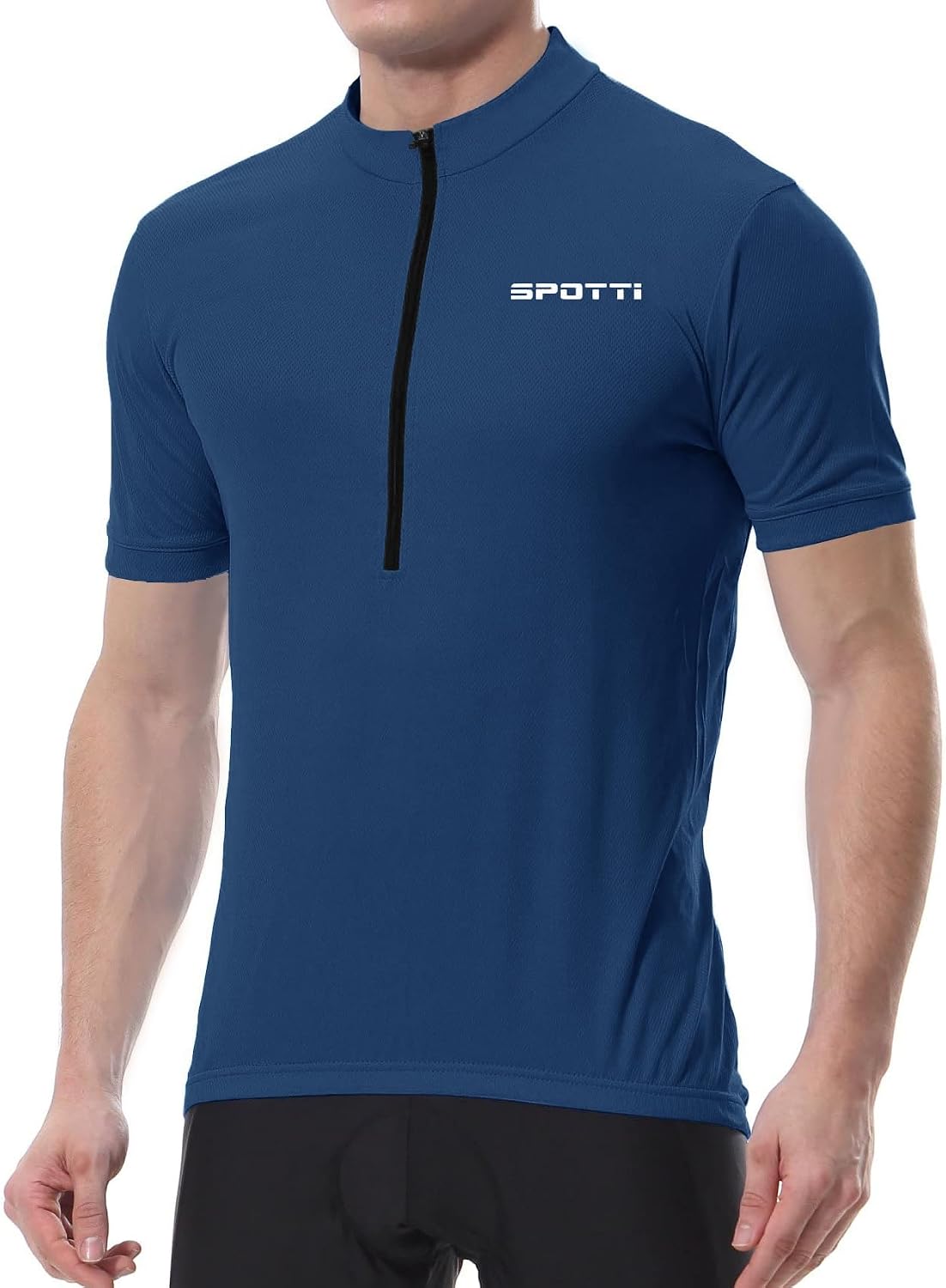 Spotti Men's Cycling Jersey Short Sleeve Half-Zip Bike Shirt, 4 Pockets