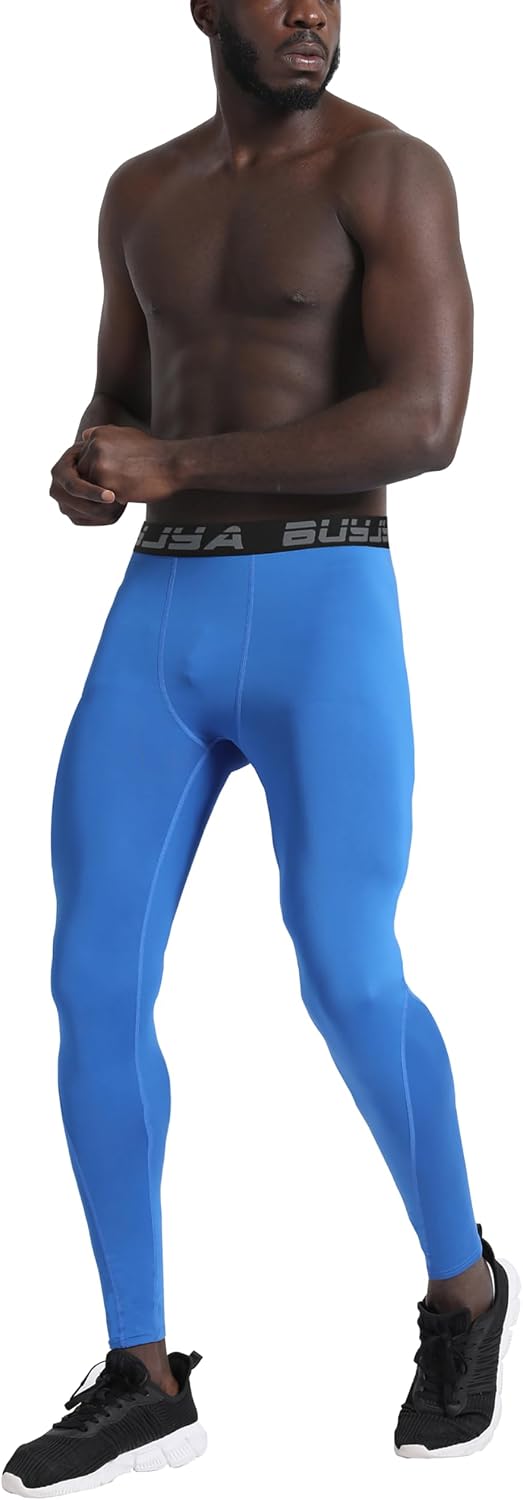 BUYJYA 3 or 5 Pack Men's Compression Pants Base Layer Tights Leggings