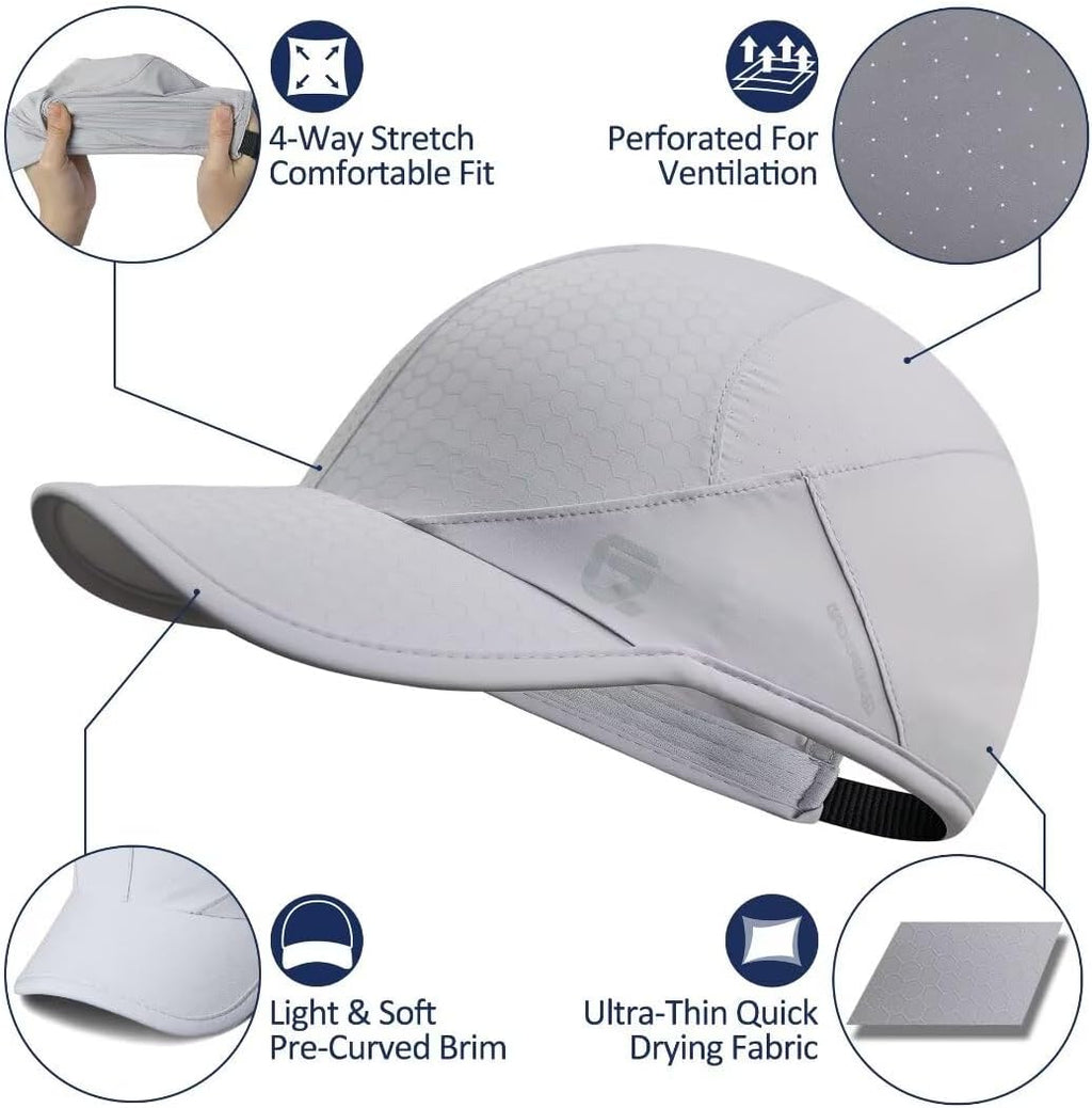 GADIEMKENSD Stretch Running Hat with Soft Brim, Quick Dry, Unstructured, Unisex-Adult