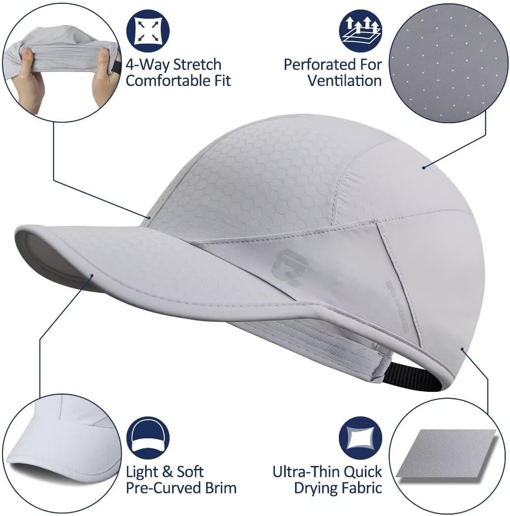 GADIEMKENSD Stretch Running Hat with Soft Brim, Quick Dry, Unstructured, Unisex-Adult