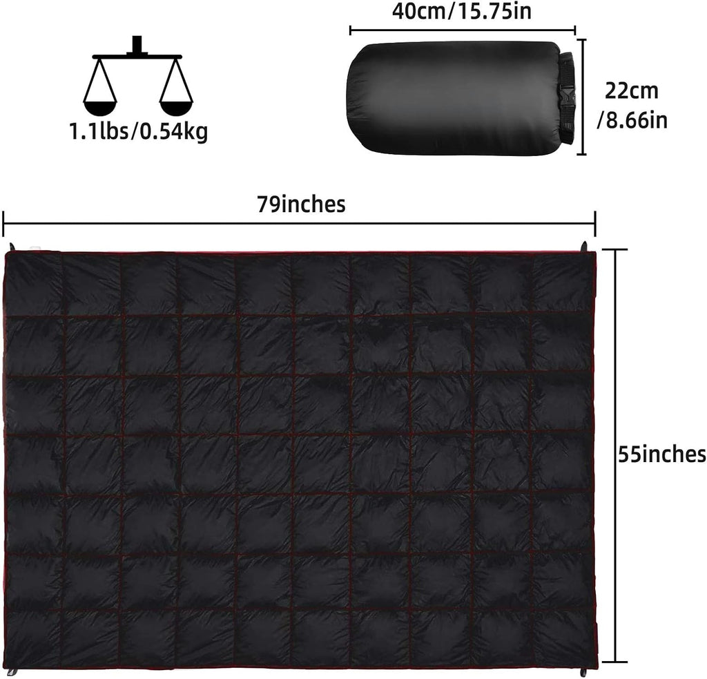 Outdoor Puffy Camping Blanket, Large Outdoor Blanket Waterproof, 55*79''