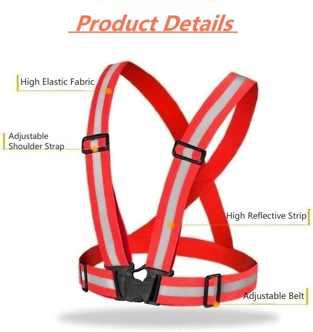 Reflective Vest, High Visibility Safety Vest Straps Reflective Gear for Night Running Walking Cycling for Men Women Kids