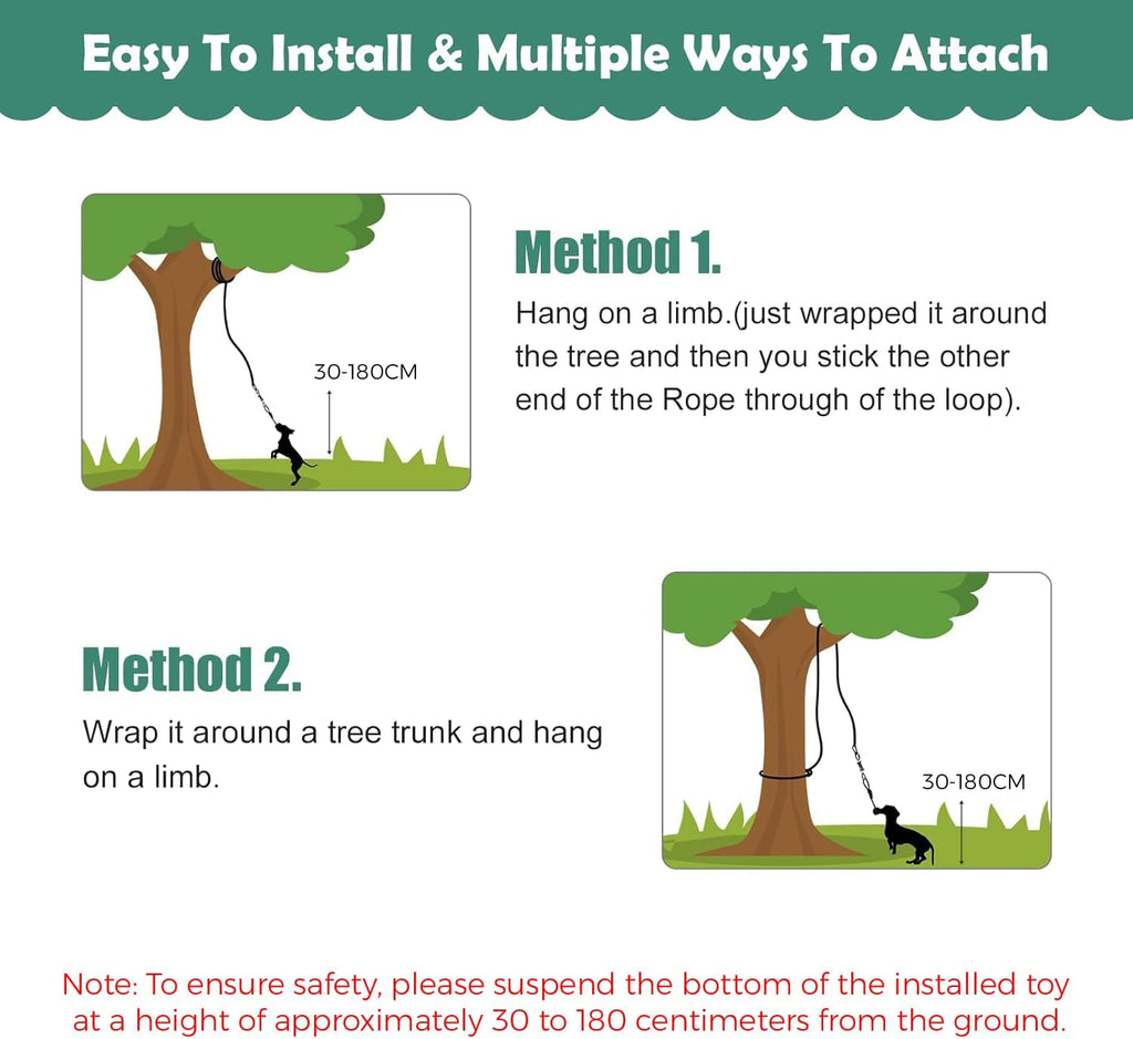 HOPET Dog Outdoor Bungee Hanging Toy, Tether Tug of War Toys for Medium to Large Dog to Exercise, Durable Interactive Tug Toy, Dog Rope Toys