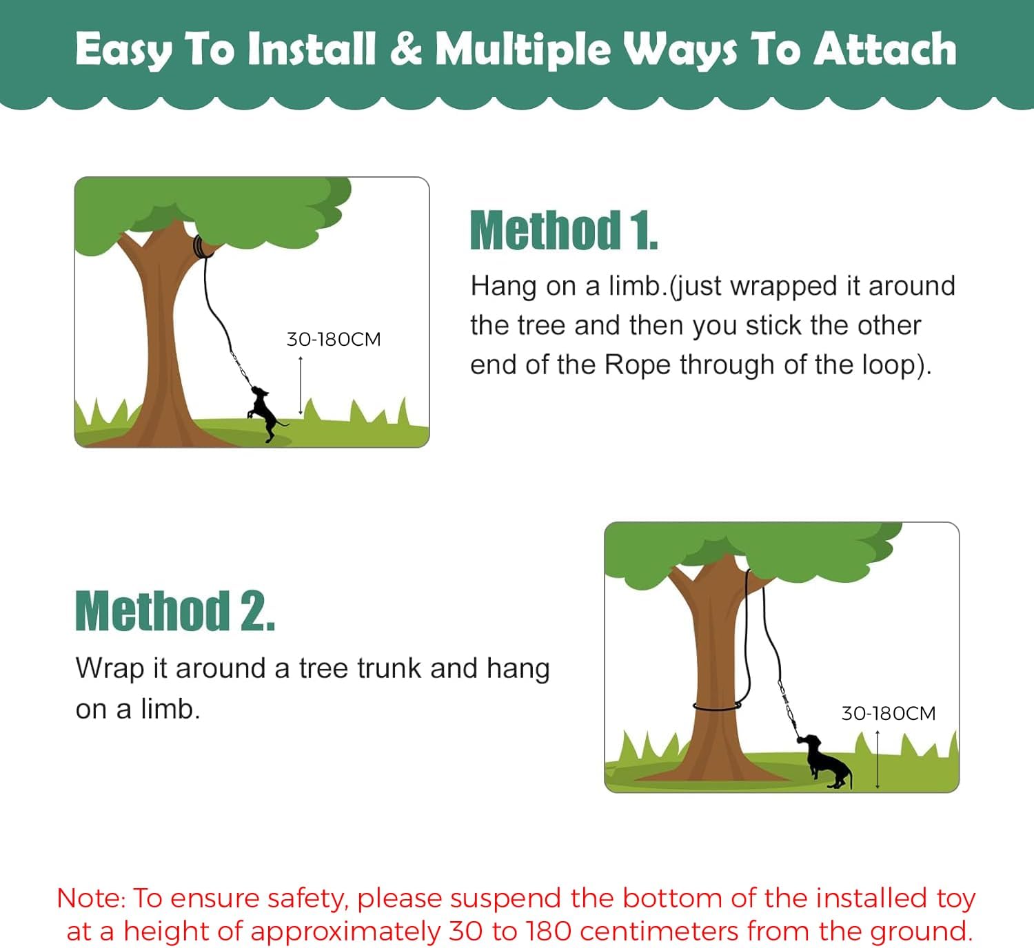 HOPET Dog Outdoor Bungee Hanging Toy, Tether Tug of War Toys for Medium to Large Dog to Exercise, Durable Interactive Tug Toy, Dog Rope Toys