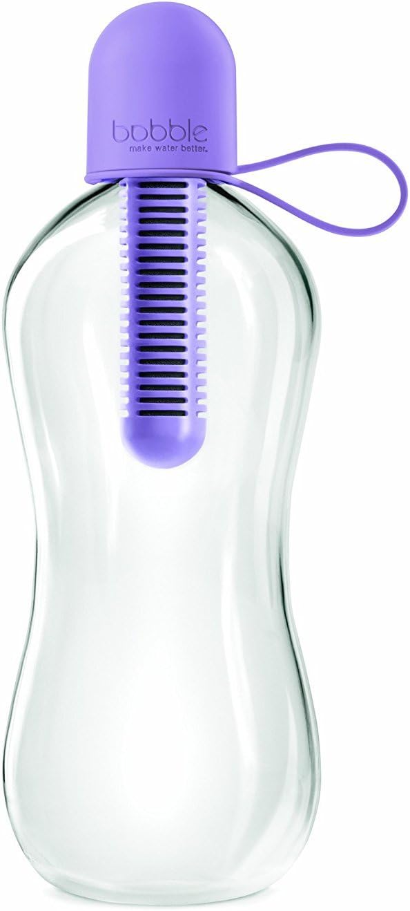 Bobble Classic Water Bottle, Filtered Water, BPA-Free Reusable Bottle, Soft Touch Carry Cap with Replaceable Carbon Filter for Sustainable Water and Hydration 18.5 oz (Lavender)