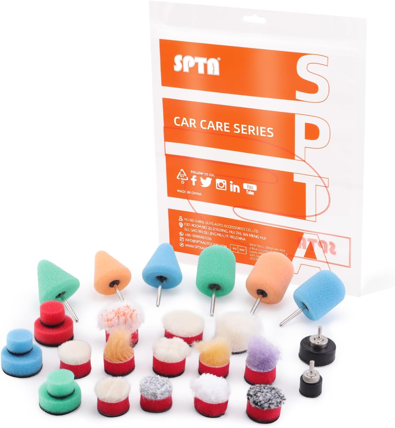 Mini Buffing Polishing Pads, 32Pcs Mini Detail Polisher Pads Use On Rotary Tools,Cordless Electric Drill, Polisher Tool for Tight Area Detailing Polishing Waxing and Sealing Glaze -HTDEPMIXUS