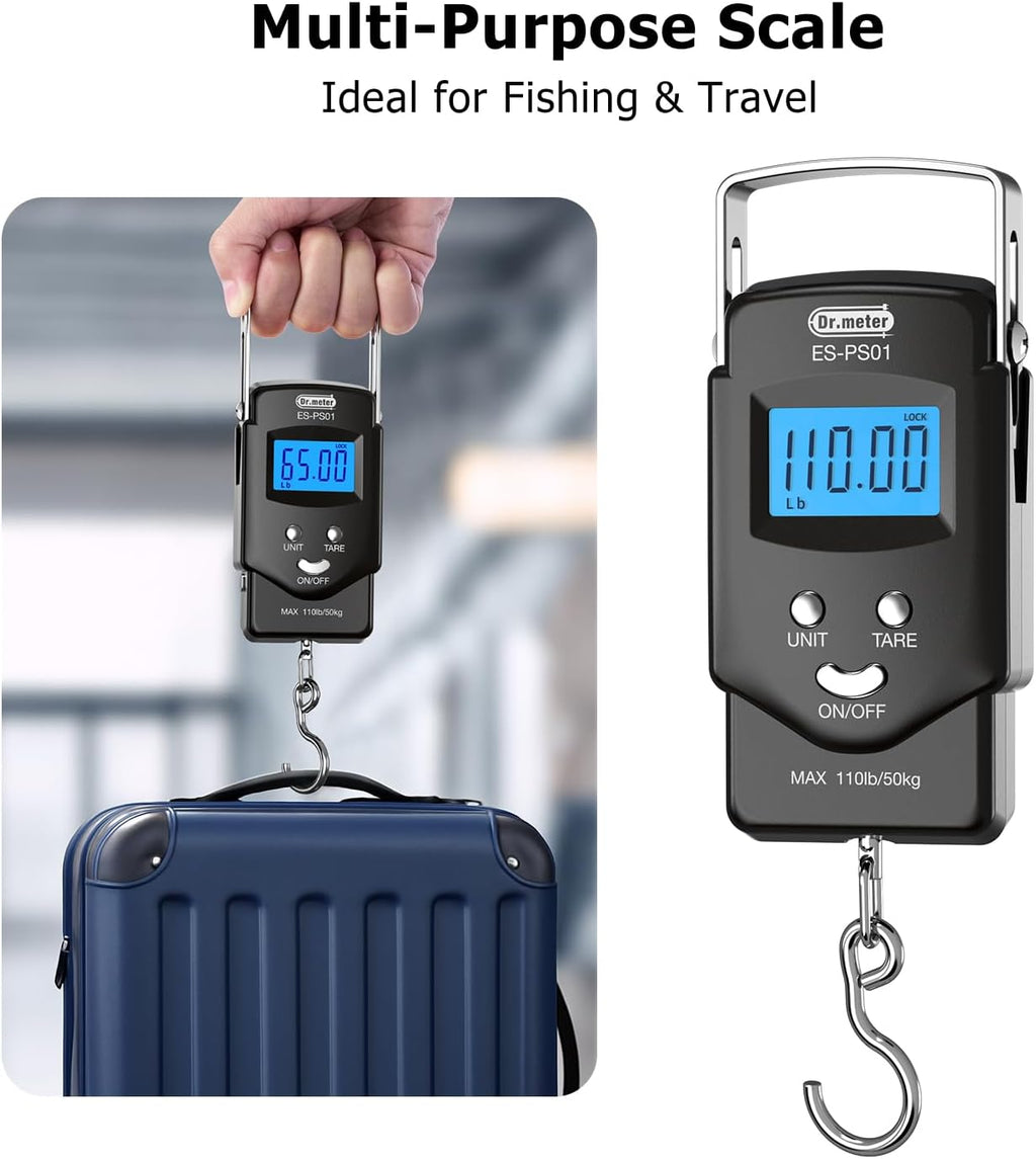 Dr.meter Fish Scale, 110 lb Digital Luggage Scale with Tape