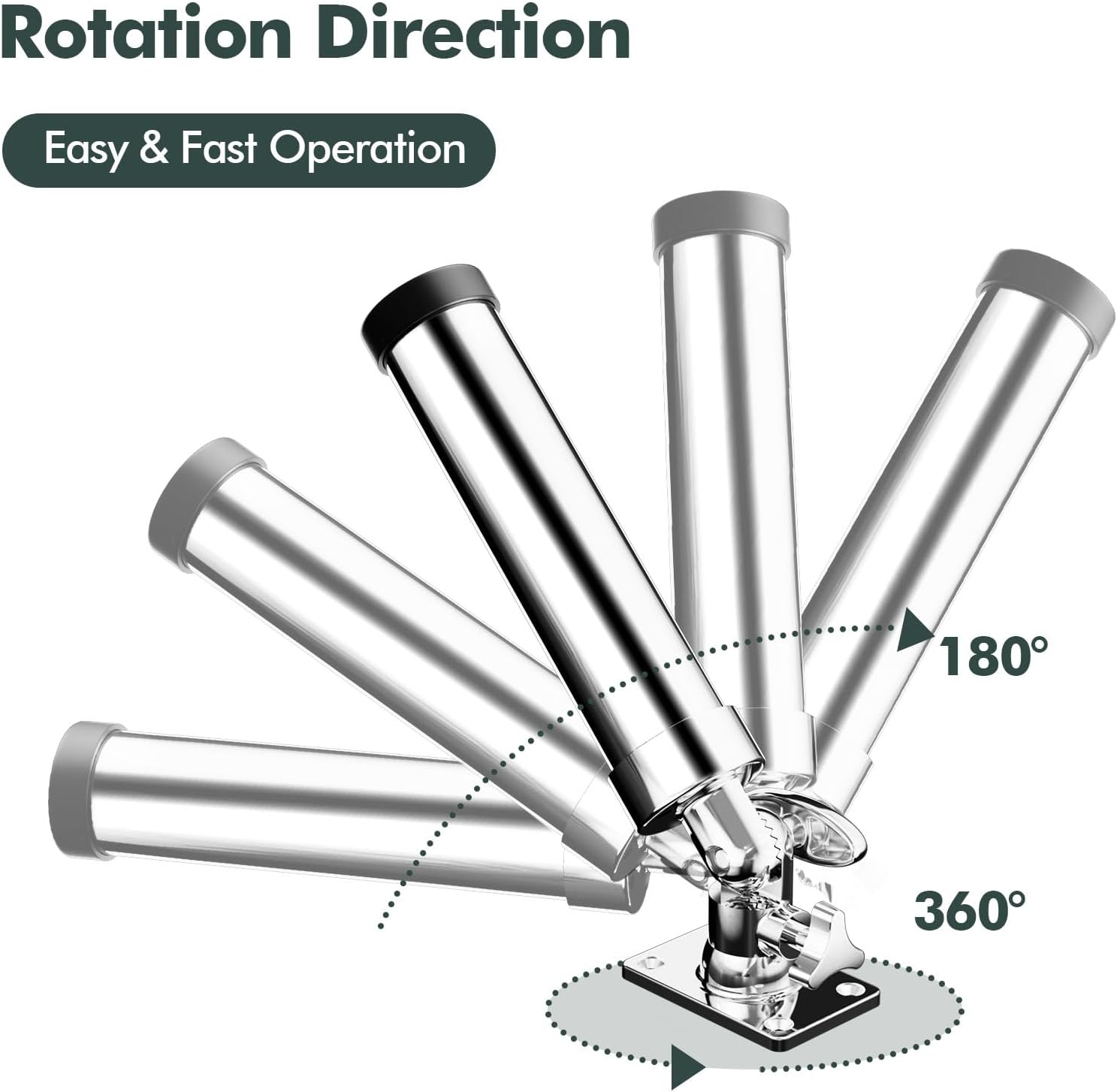 Rod Holders for Fishing Boat，2 Pack 316 Stainless Steel 360 Degree Adjustable Deck Flush Mount Fishing Rod Pole Holder for Marine Boat Yacht