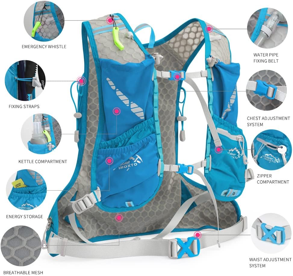 IX INOXTO Running Hydration Vest for Men Women Water Backpack for Running 3L Running Hydration Pack for Trail Running Marathon Race Hiking